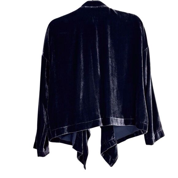 Wrap London Embroidered Cardigan Womens 6 Navy Blue Silk Blend Open Front Drape - Picture 9 of 12